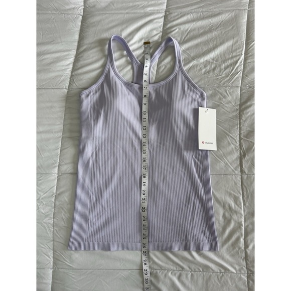 New Lululemon Ebb to Street Tank Top Size 12 W/Bra Hip Length Lavender Frost NWT - Picture 9 of 9
